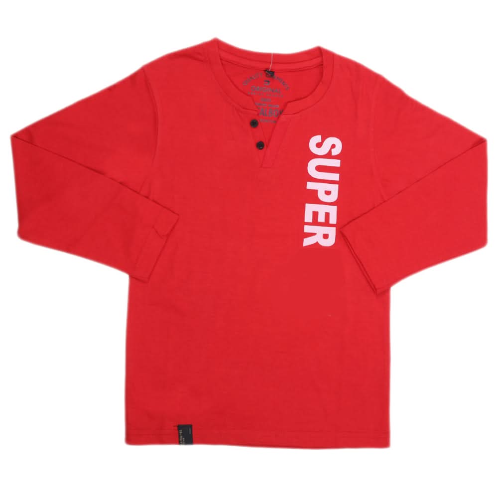 Boys Full Sleeves T-Shirt - Red, Kids, Boys T-Shirts, Chase Value, Chase Value