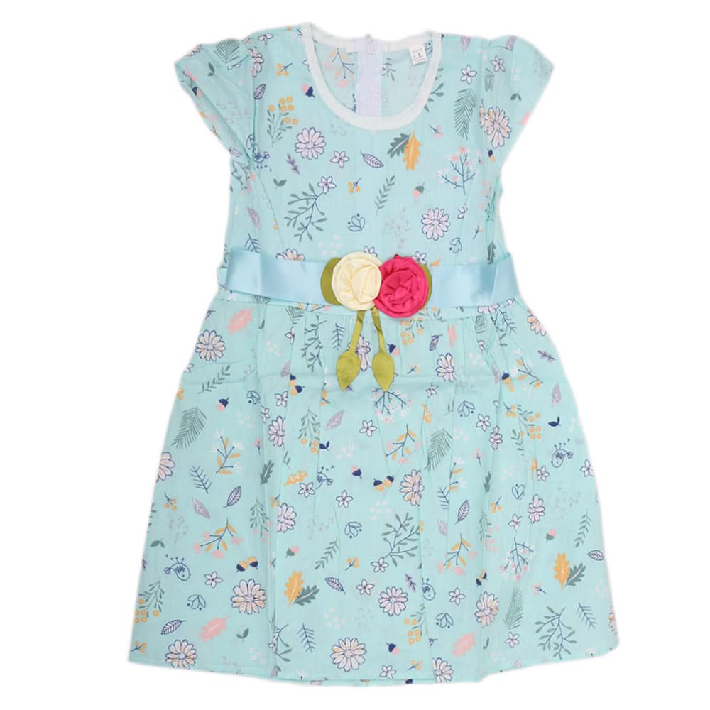 Girls Cotton Frock - Cyan, Kids, Girls Frocks, Chase Value, Chase Value