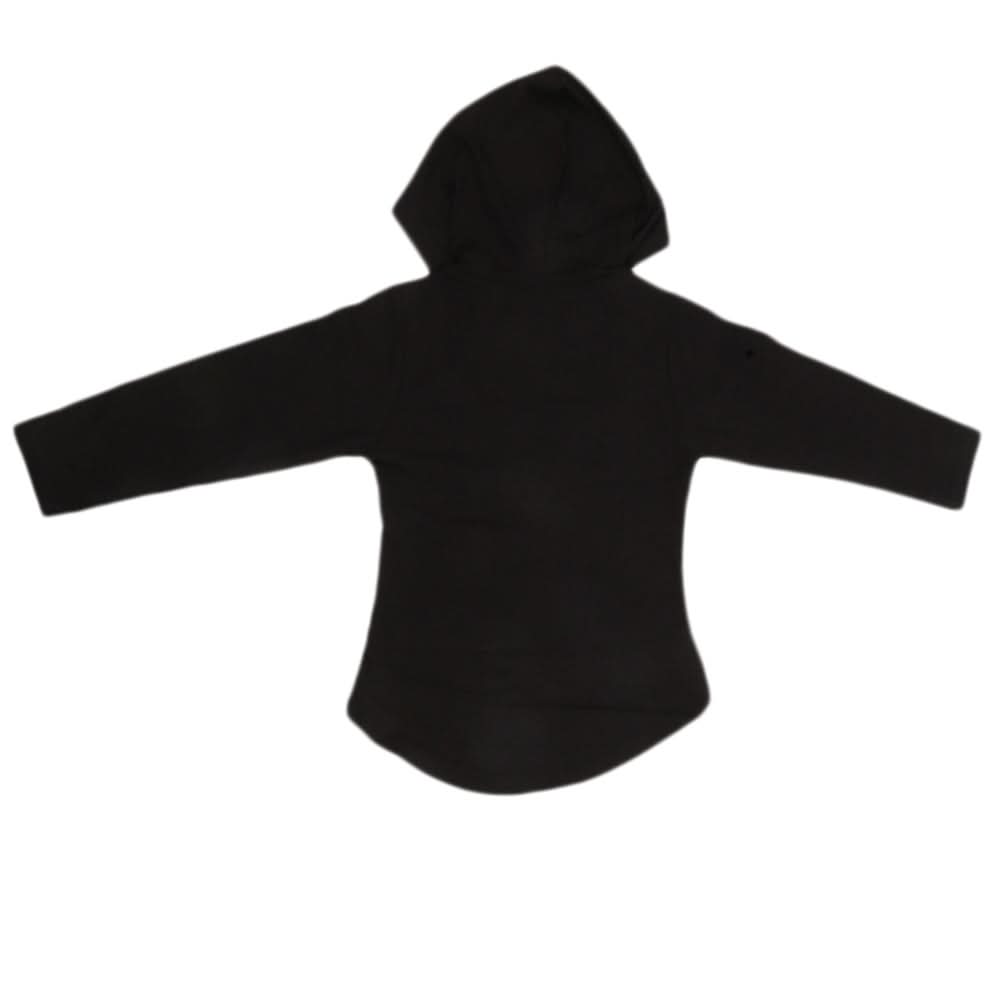 Girls Full Sleeves Hooded T-Shirt With Stone - Black, Kids, Girls T-Shirts, Chase Value, Chase Value