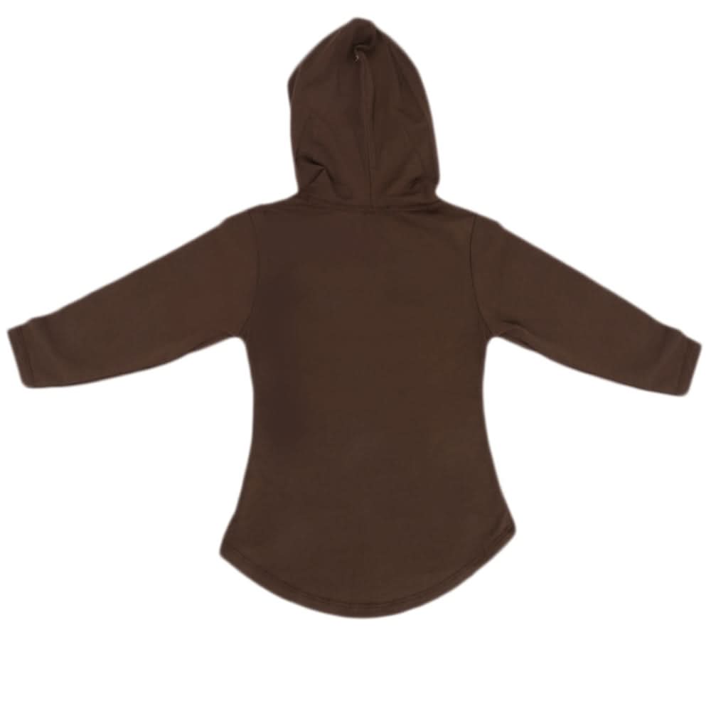 Girls Full Sleeves Hooded T-Shirt With Stone - Brown, Kids, Girls T-Shirts, Chase Value, Chase Value