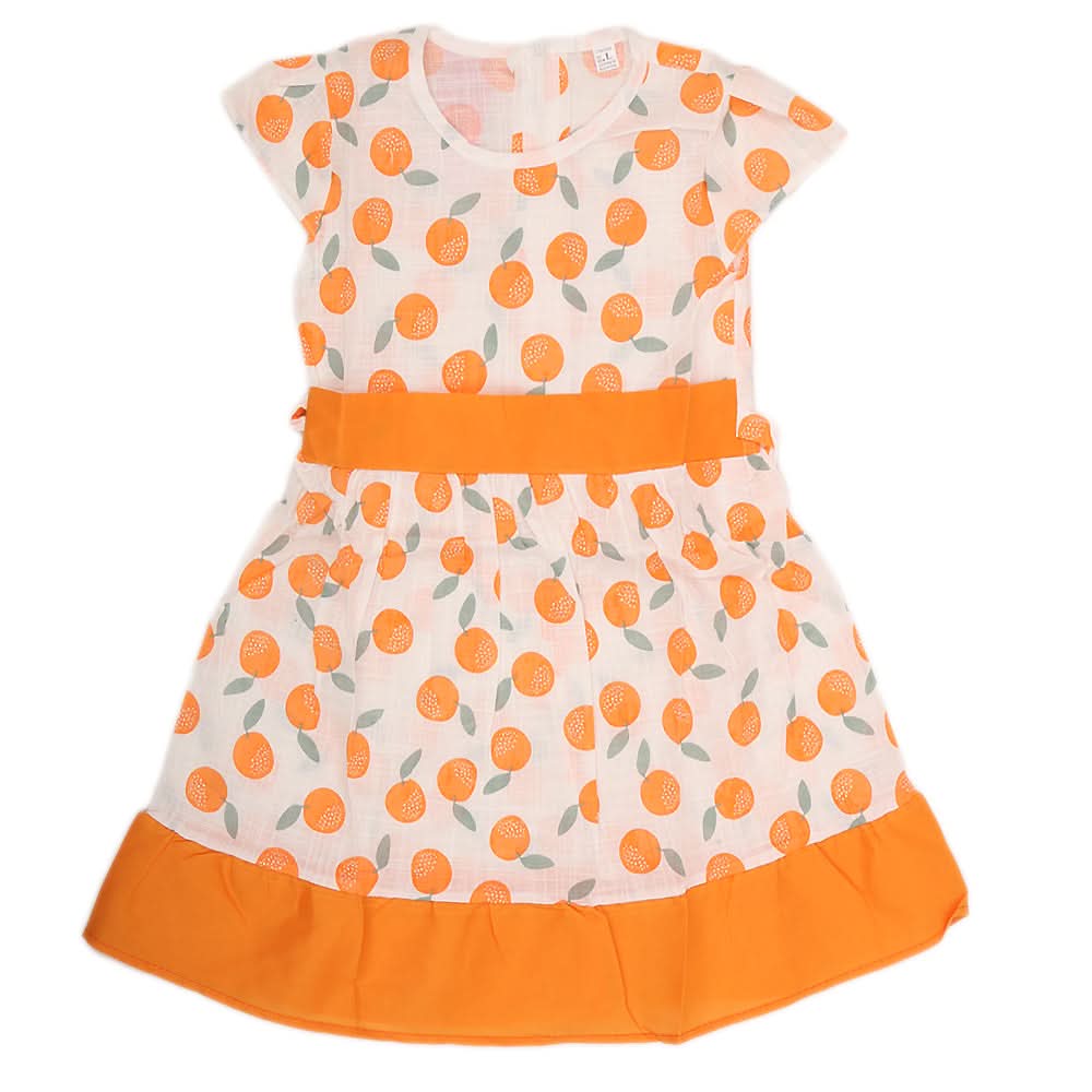 Girls Cotton Frock - Orange, Kids, Girls Frocks, Chase Value, Chase Value