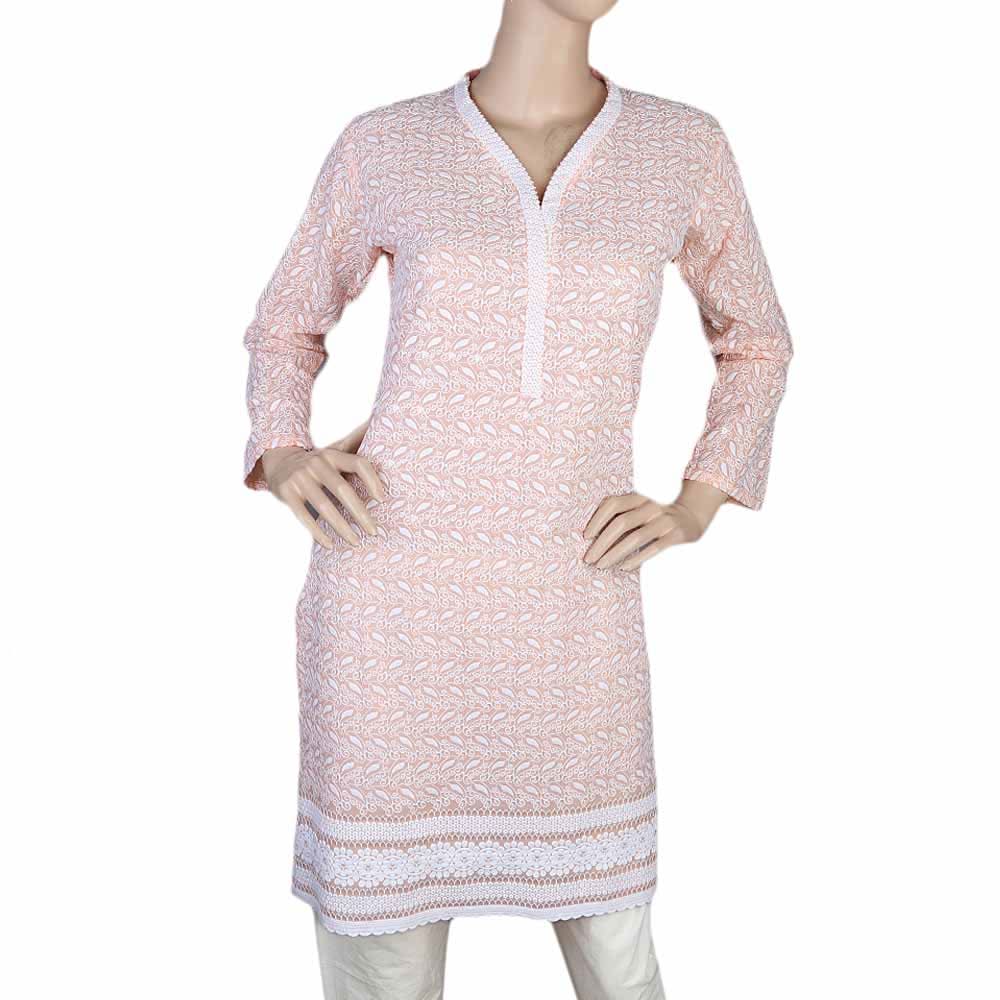 Women's Fancy Chicken Kurti - Peach, Women, Ready Kurtis, Chase Value, Chase Value