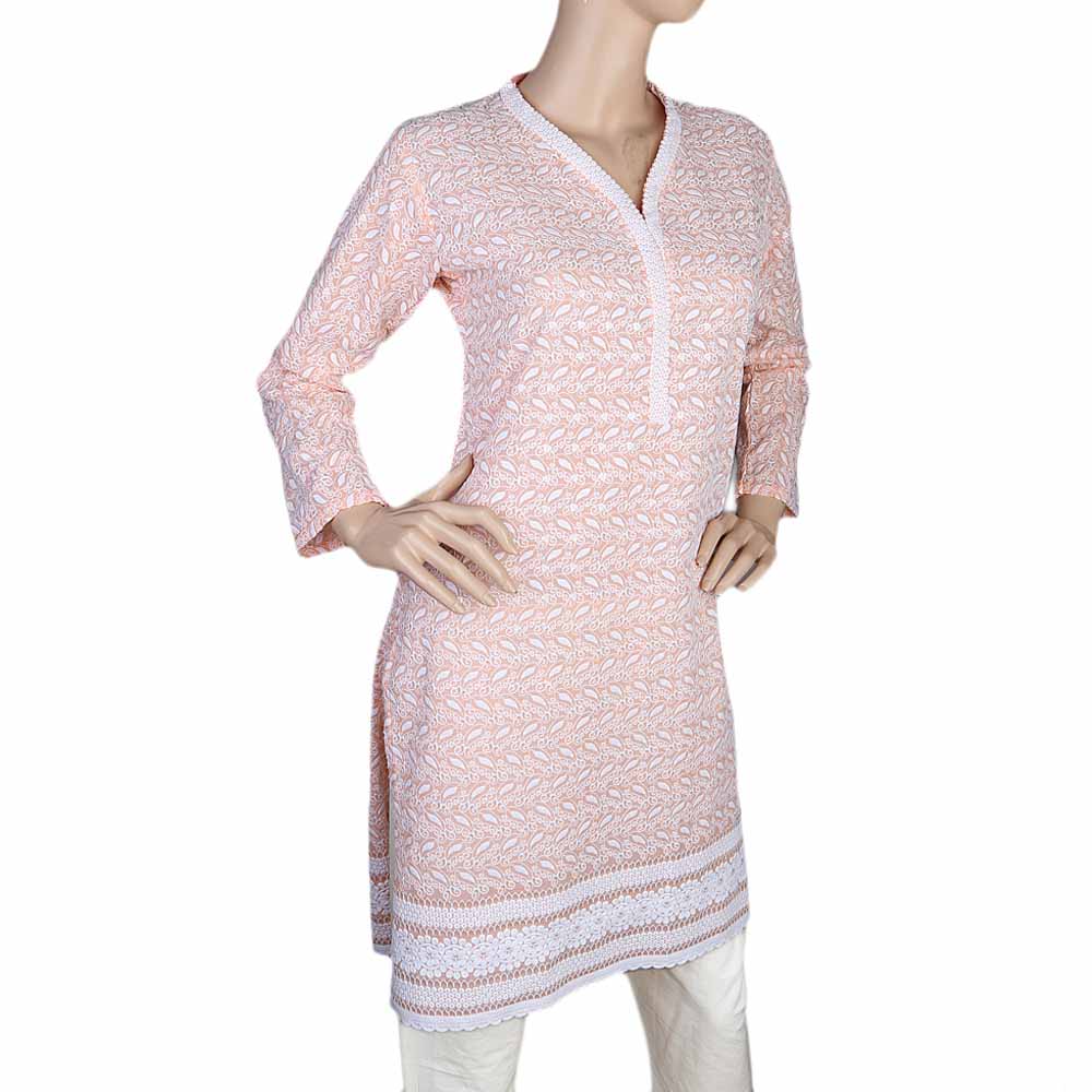Women's Fancy Chicken Kurti - Peach, Women, Ready Kurtis, Chase Value, Chase Value