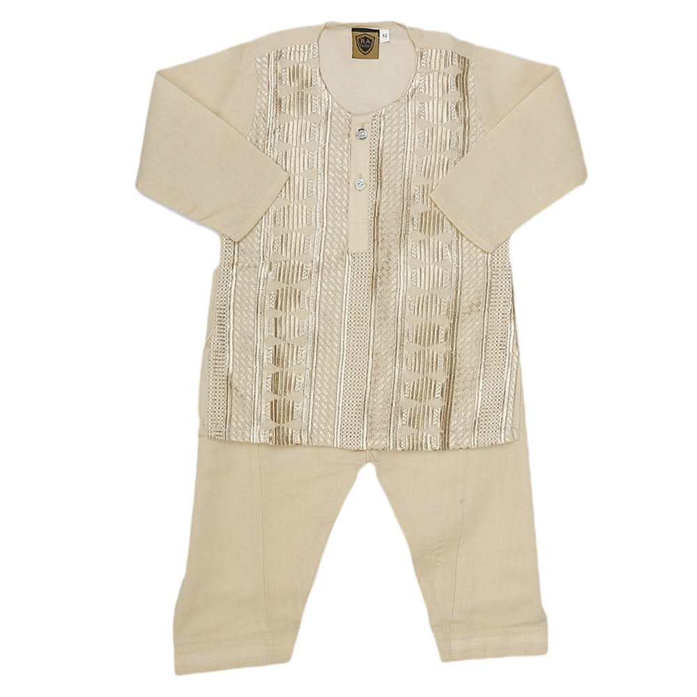 Newborn Boys kurta Shalwar Suits - Beige, Kids, NB Boys Shalwar Suits, Chase Value, Chase Value
