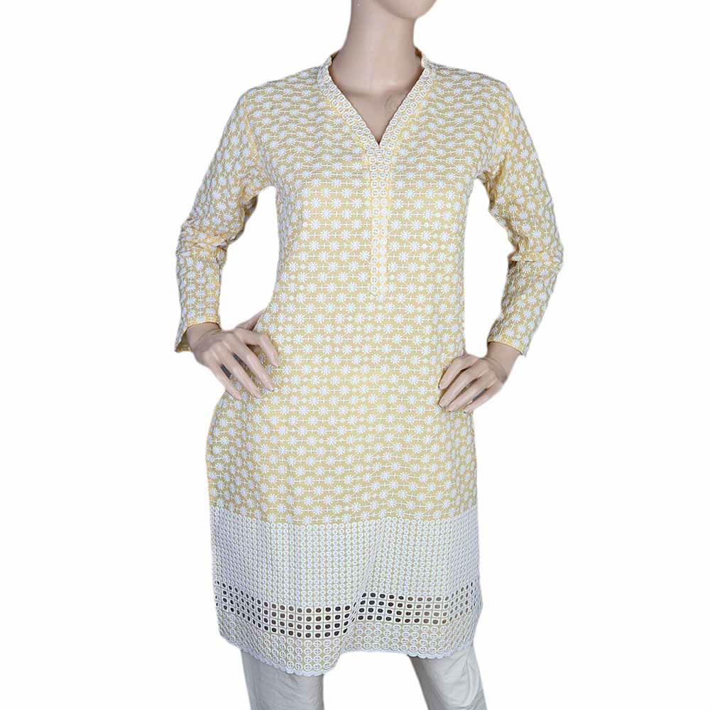 Women's Fancy Chicken Kurti - Yellow, Women, Ready Kurtis, Chase Value, Chase Value