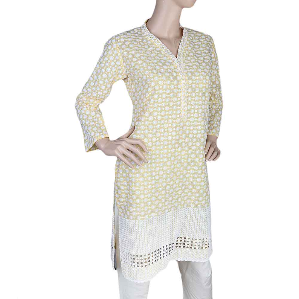 Women's Fancy Chicken Kurti - Yellow, Women, Ready Kurtis, Chase Value, Chase Value