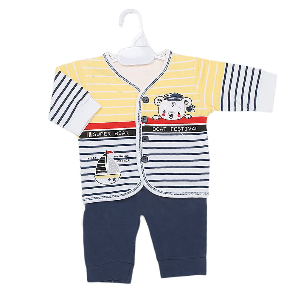 Newborns Boys Full Sleeves Suit - Steel Blue, Kids, New Born Boys Sets And Suits, Chase Value, Chase Value