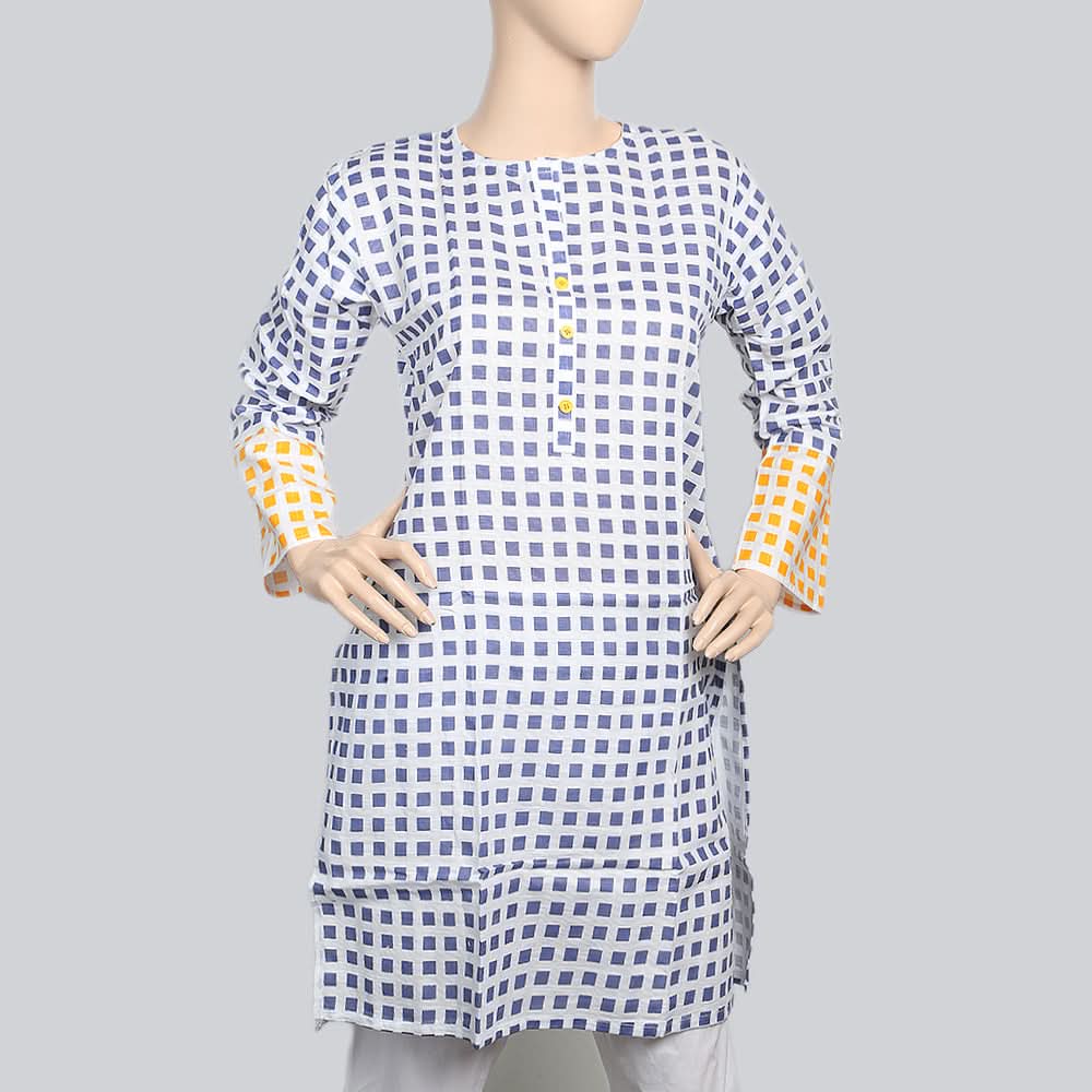Women's Printed Khaddar Kurti - White, Women, Ready Kurtis, Chase Value, Chase Value
