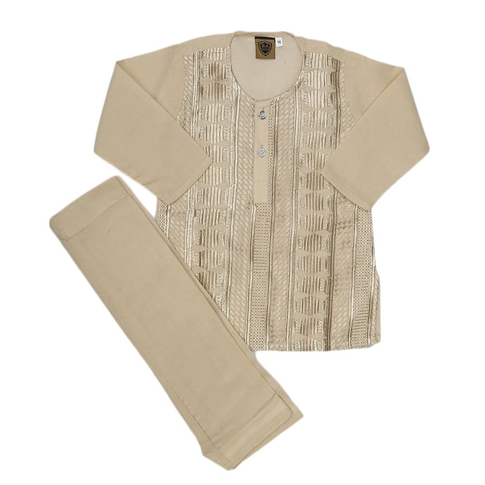 Newborn Boys kurta Shalwar Suits - Beige, Kids, NB Boys Shalwar Suits, Chase Value, Chase Value