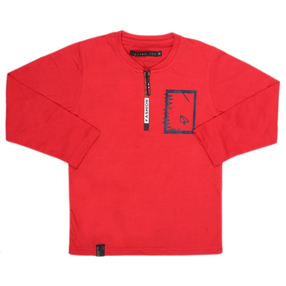 Boys Full Sleeves T-Shirt - Red, Kids, Boys T-Shirts, Chase Value, Chase Value