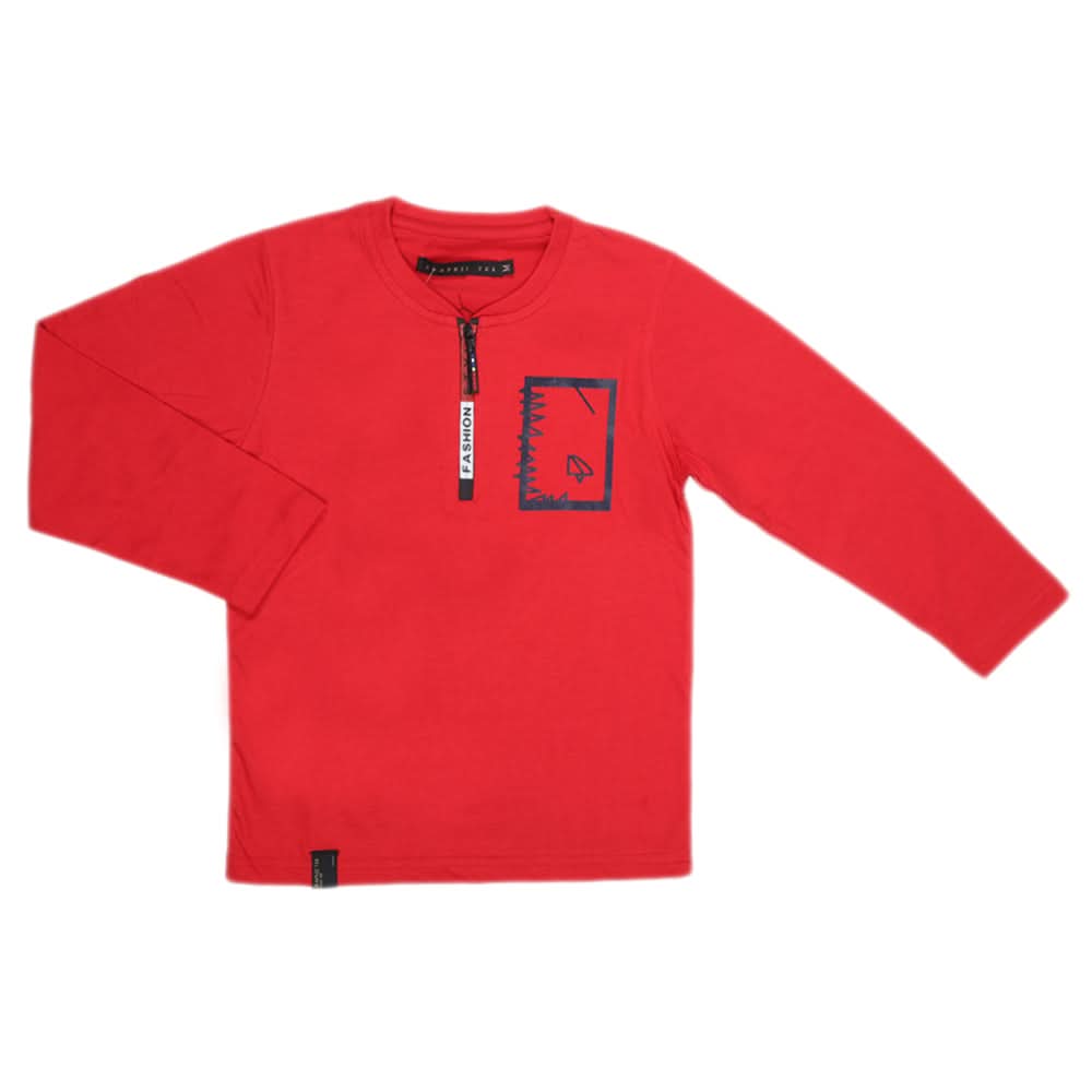 Boys Full Sleeves T-Shirt - Red, Kids, Boys T-Shirts, Chase Value, Chase Value
