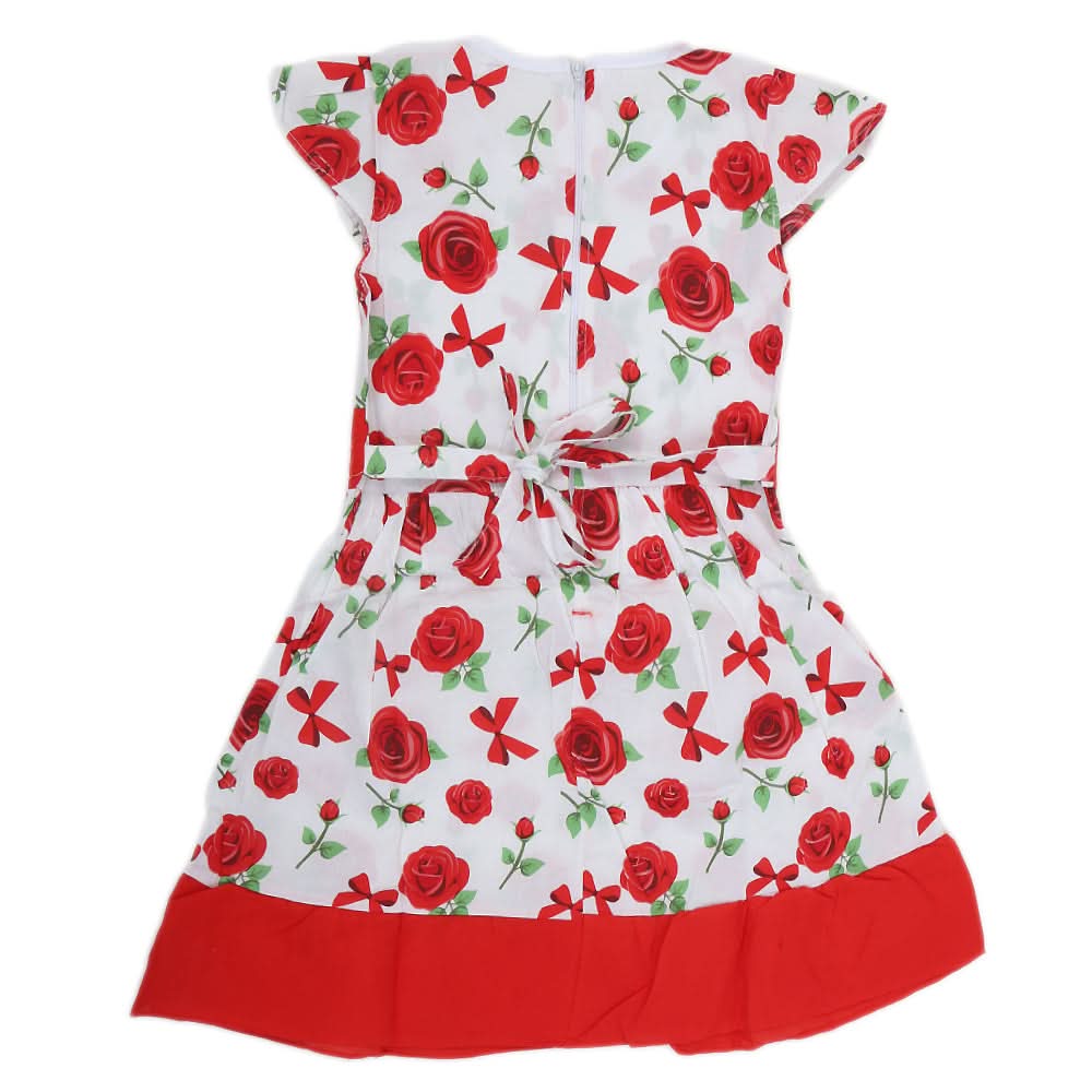 Girls Cotton Frock - Red, Kids, Girls Frocks, Chase Value, Chase Value