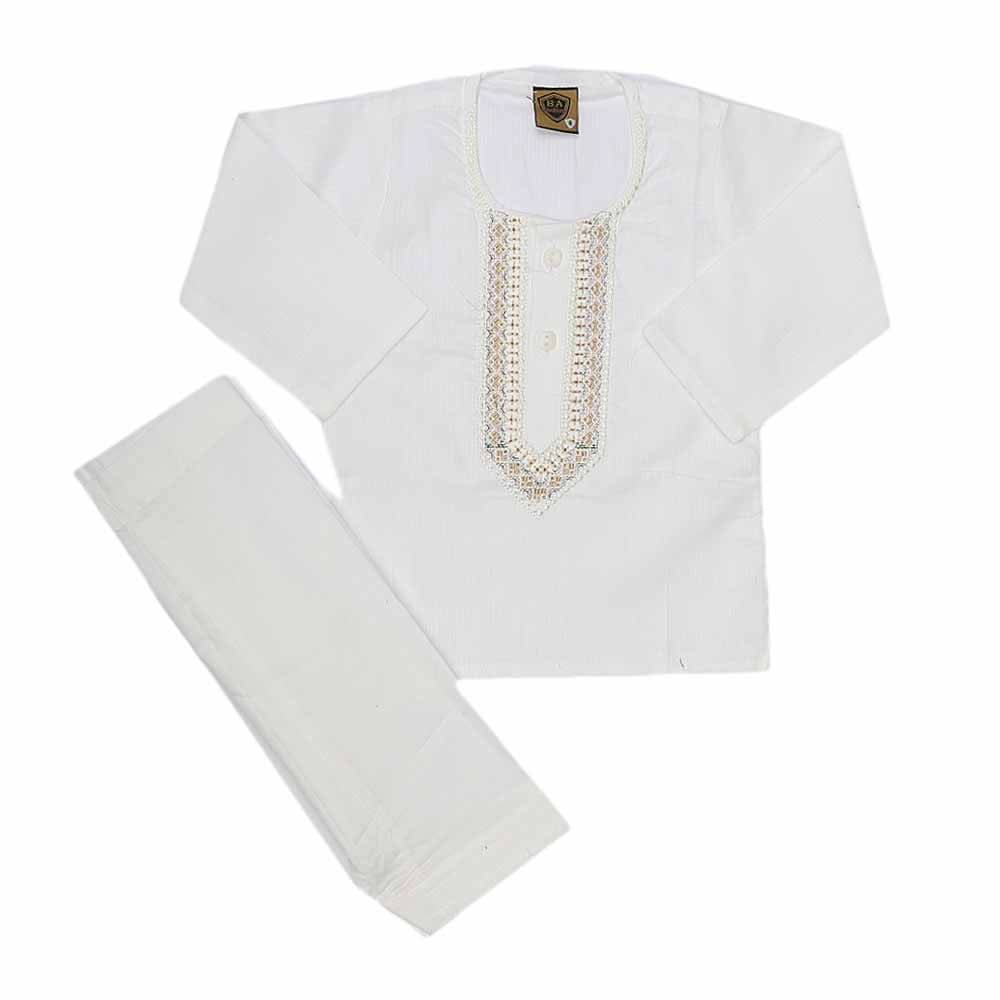 Newborn Boys kurta Shalwar Suits - Off White, Kids, NB Boys Shalwar Suits, Chase Value, Chase Value