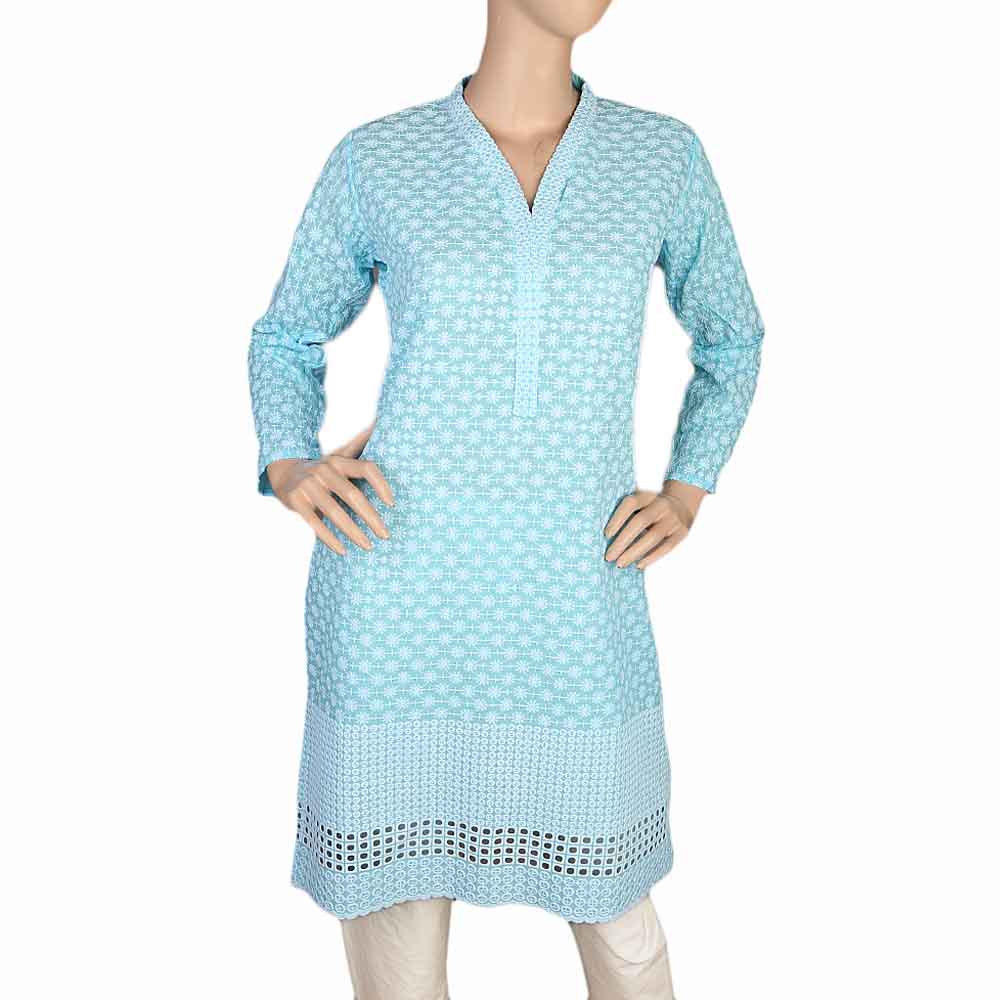 Women's Fancy Chicken Kurti - Blue, Women, Ready Kurtis, Chase Value, Chase Value