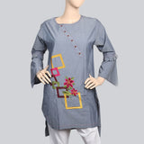 Women's Cross Neck Patti Kurti - Dark Grey, Women, Ready Kurtis, Chase Value, Chase Value