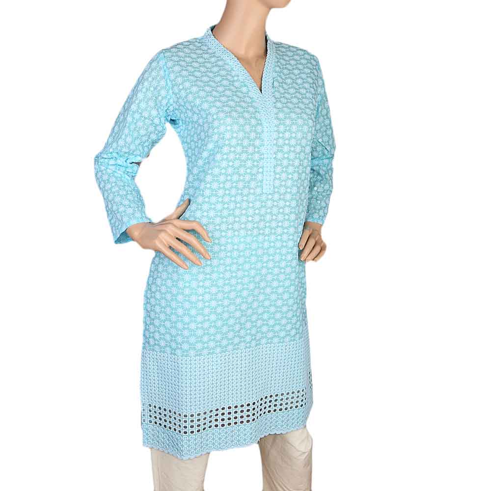 Women's Fancy Chicken Kurti - Blue, Women, Ready Kurtis, Chase Value, Chase Value