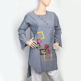 Women's Cross Neck Patti Kurti - Dark Grey, Women, Ready Kurtis, Chase Value, Chase Value