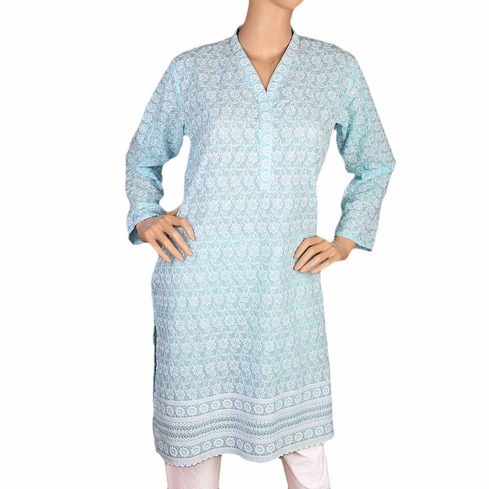 Women's Fancy Chicken Kurti - Blue, Women, Ready Kurtis, Chase Value, Chase Value
