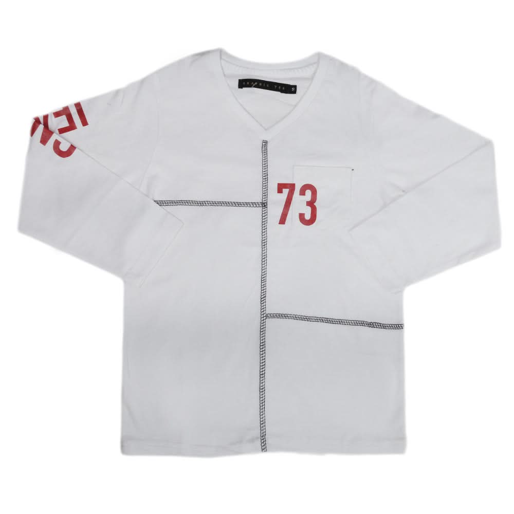 Boys Full Sleeves T-Shirt - White, Kids, Boys T-Shirts, Chase Value, Chase Value