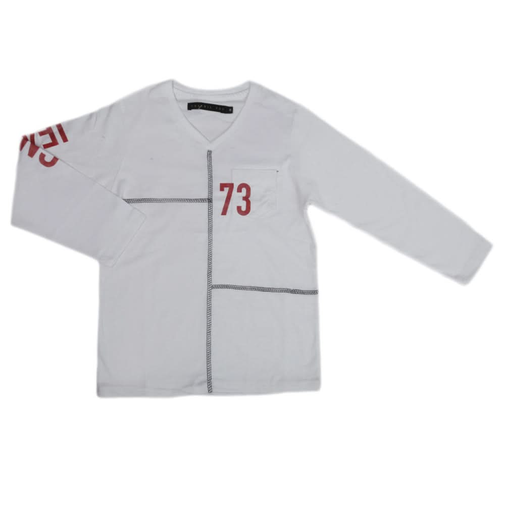 Boys Full Sleeves T-Shirt - White, Kids, Boys T-Shirts, Chase Value, Chase Value