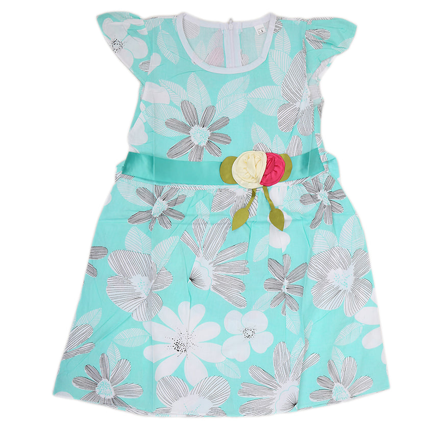 Girls Cotton Frock - Sea Green, Kids, Girls Frocks, Chase Value, Chase Value