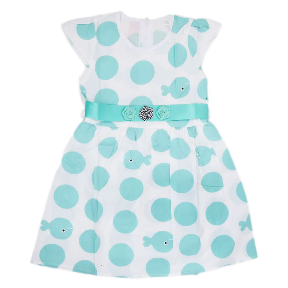 Girls Cotton Frock - Sea Green, Kids, Girls Frocks, Chase Value, Chase Value