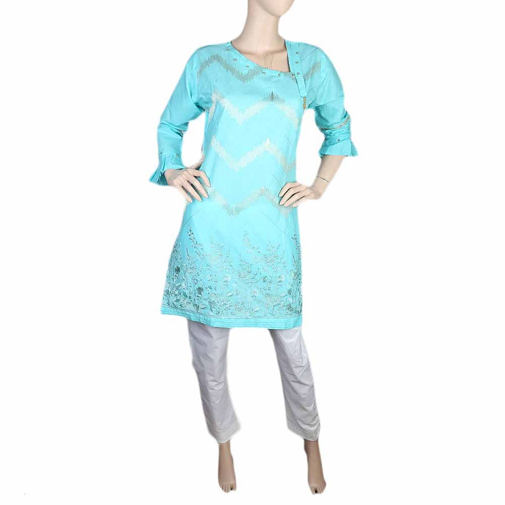 Women's Embroidered 2 Piece Suit - Cyan, Women, Shalwar Suits, Chase Value, Chase Value