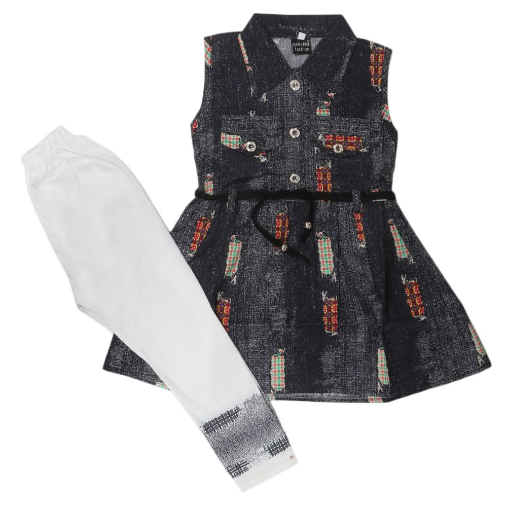 Girls Half Sleeves Tights Suits 599 - Grey, Kids, Girls Sets And Suits, Chase Value, Chase Value