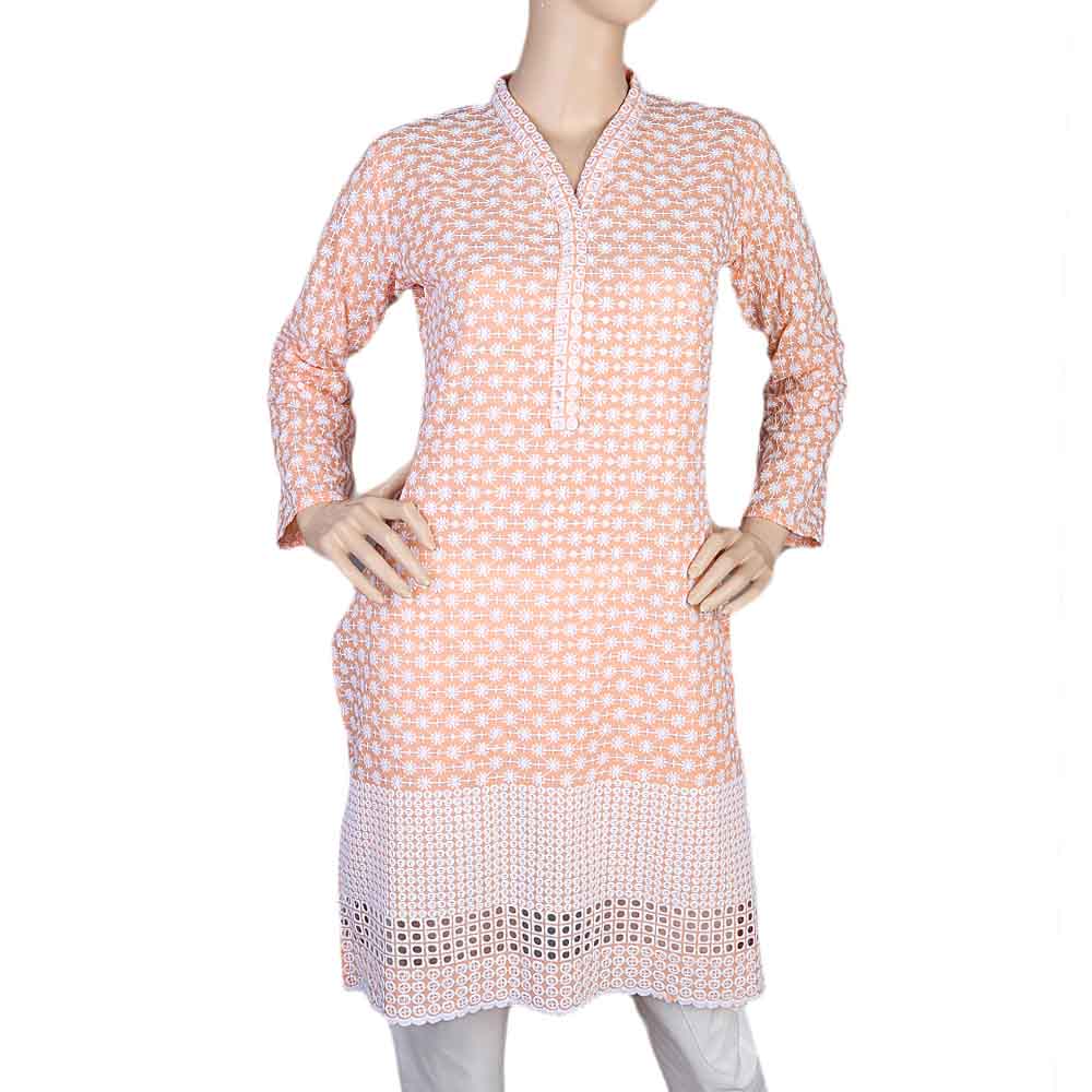 Women's Fancy Chicken Kurti - Peach, Women, Ready Kurtis, Chase Value, Chase Value