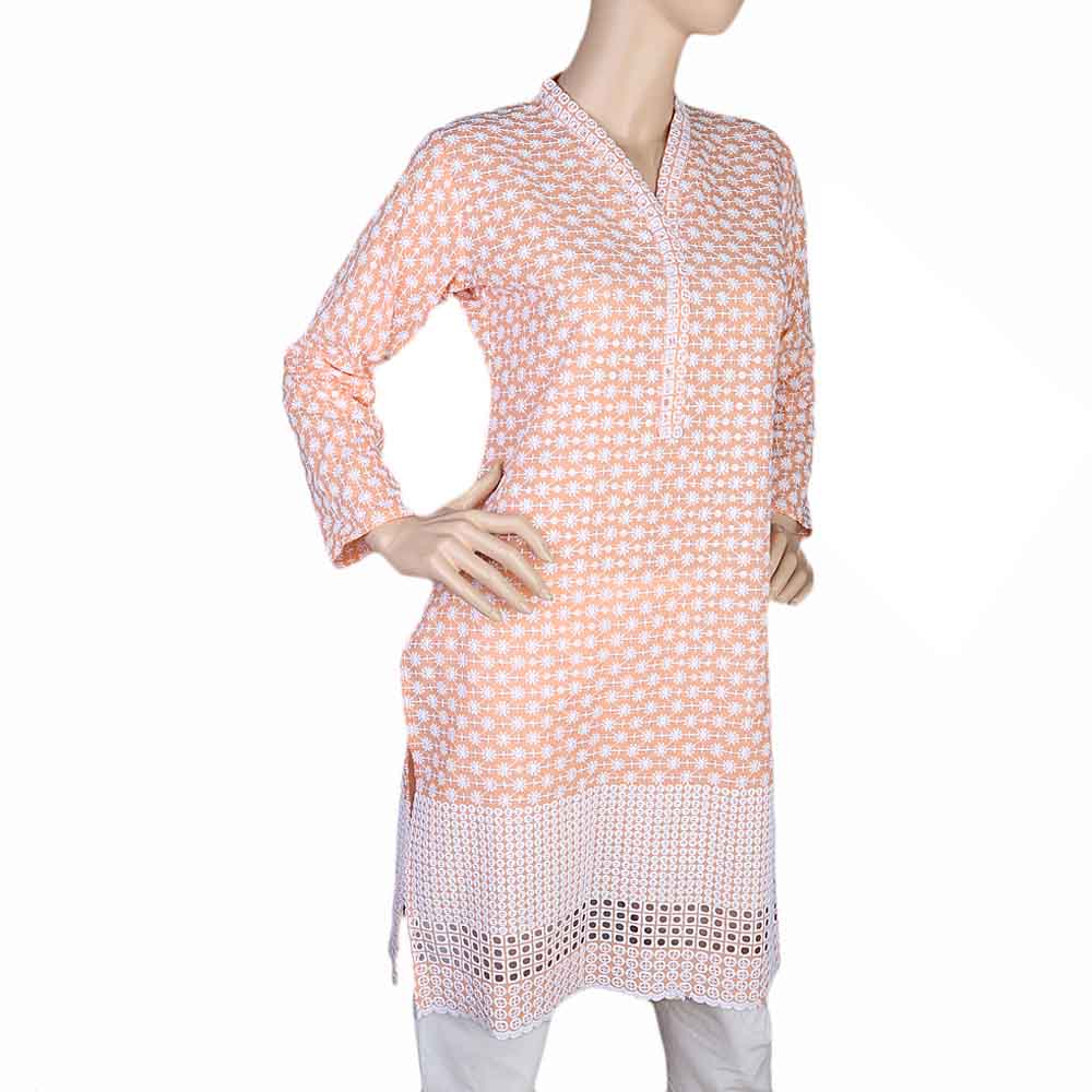 Women's Fancy Chicken Kurti - Peach, Women, Ready Kurtis, Chase Value, Chase Value