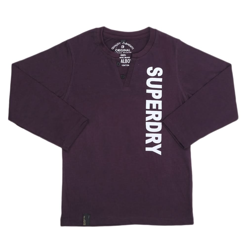 Boys Full Sleeves T-Shirt - Dark Purple, Kids, Boys T-Shirts, Chase Value, Chase Value