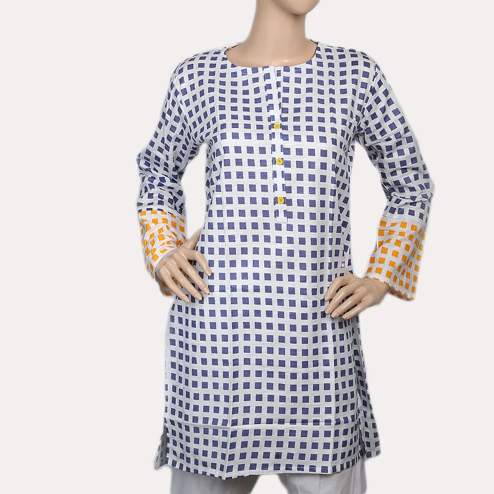 Women's Printed Khaddar Kurti - White, Women, Ready Kurtis, Chase Value, Chase Value