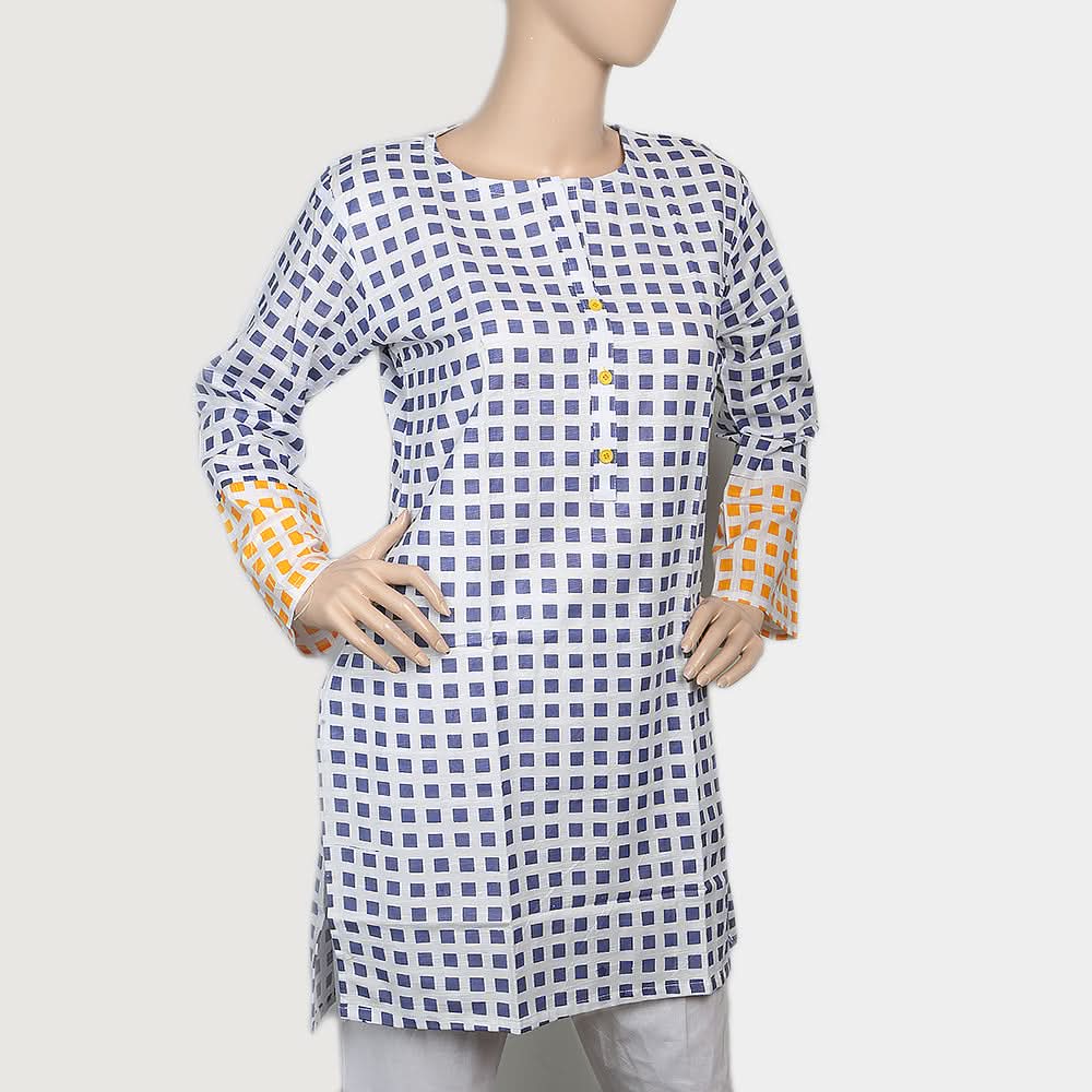 Women's Printed Khaddar Kurti - White, Women, Ready Kurtis, Chase Value, Chase Value