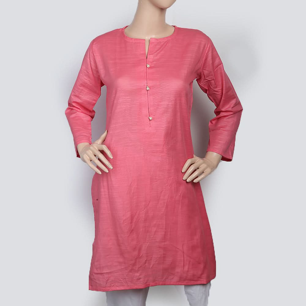 Women's Plain Khaddar Kurti - Peach, Women, Ready Kurtis, Chase Value, Chase Value