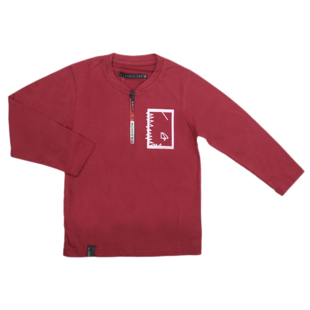 Boys Full Sleeves T-Shirt - Maroon, Kids, Boys T-Shirts, Chase Value, Chase Value