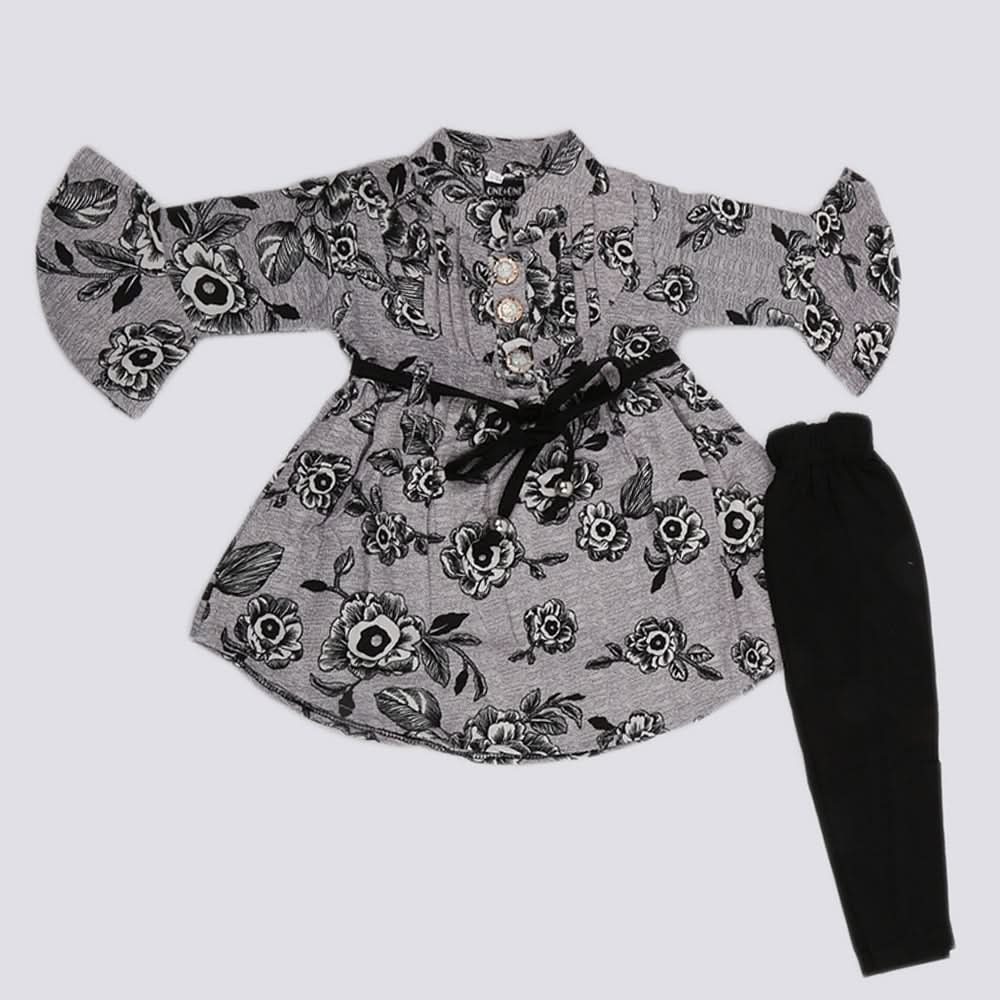 Girls Full Sleeves Suit With Tights - Black, Kids, Girls Sets And Suits, Chase Value, Chase Value