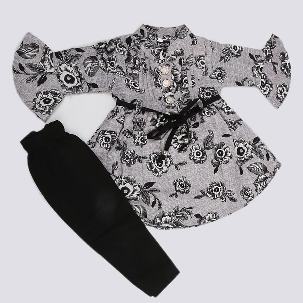 Girls Full Sleeves Suit With Tights - Black, Kids, Girls Sets And Suits, Chase Value, Chase Value