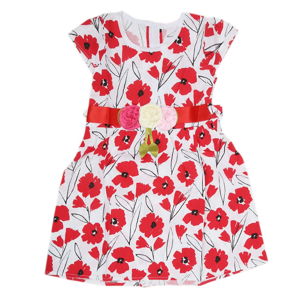 Girls Cotton Frock - Red, Kids, Girls Frocks, Chase Value, Chase Value