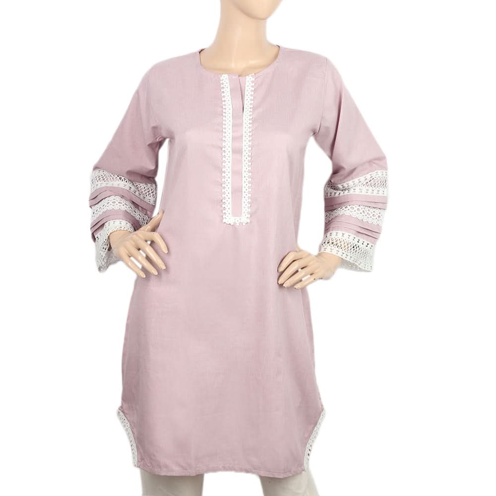 Women's Kurti With Lace - Light Purple, Women, Ready Kurtis, Chase Value, Chase Value