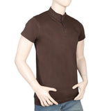 Men's Half Sleeves Band Collar T-Shirt - Dark Brown, Men, T-Shirts And Polos, Chase Value, Chase Value