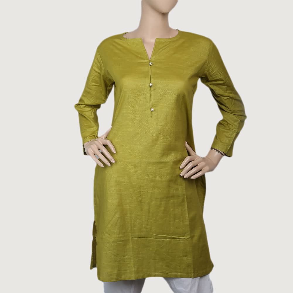 Women's Plain Khaddar Kurti - Green, Women, Ready Kurtis, Chase Value, Chase Value