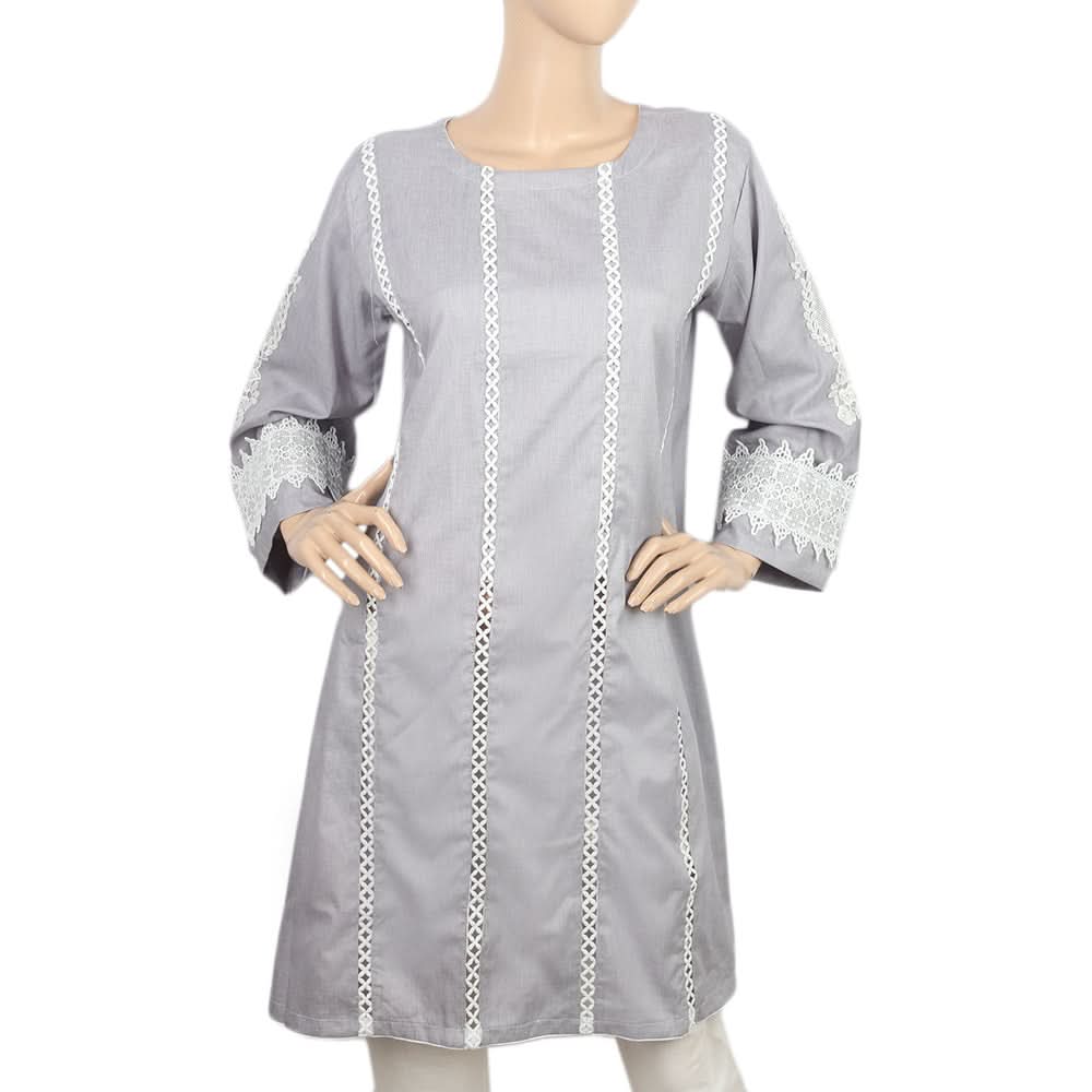 Women's Kurti With Lace - Purpie, Women, Ready Kurtis, Chase Value, Chase Value