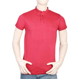 Men's Half Sleeves Band Collar T-Shirt - Red, Men, T-Shirts And Polos, Chase Value, Chase Value