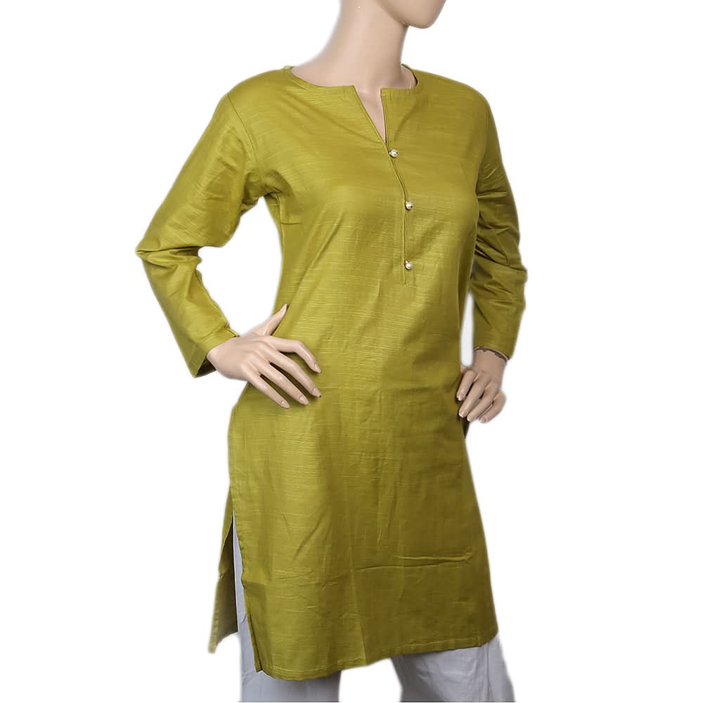 Women's Plain Khaddar Kurti - Green, Women, Ready Kurtis, Chase Value, Chase Value