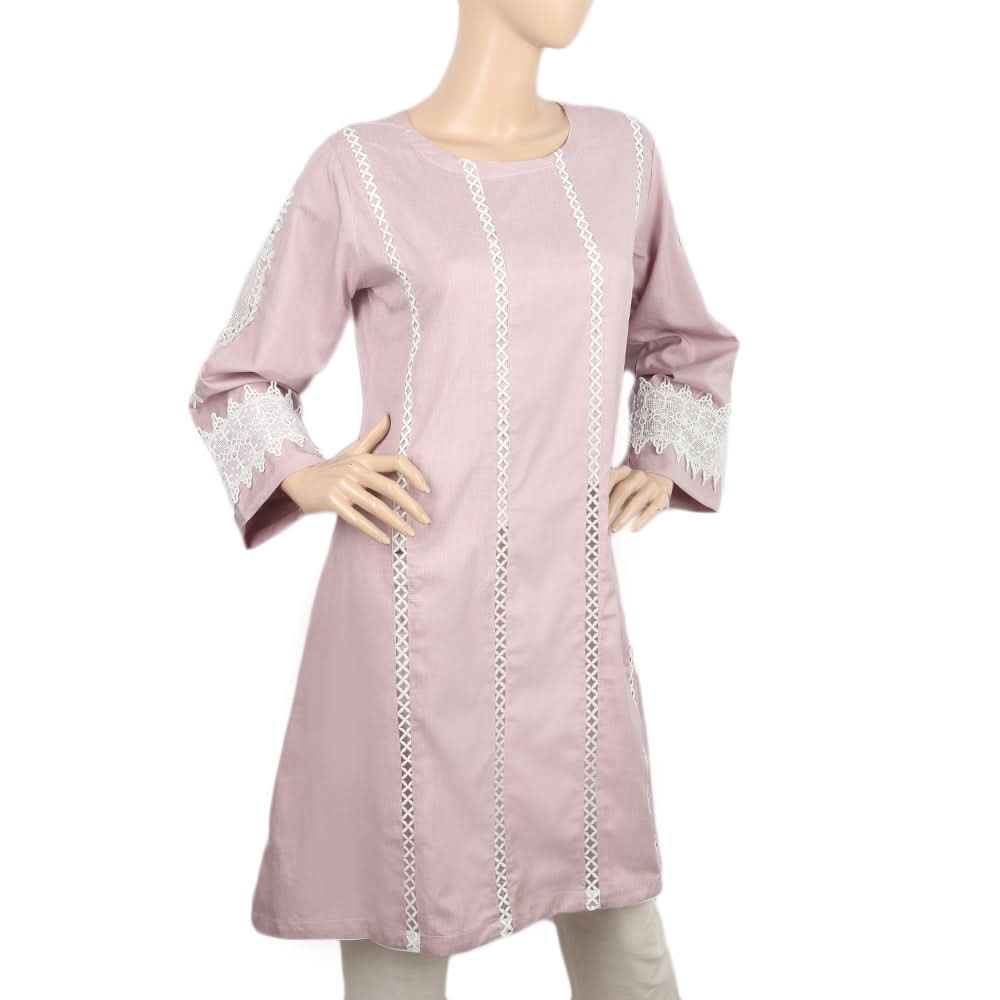 Women's Kurti With Lace - Light Purple, Women, Ready Kurtis, Chase Value, Chase Value