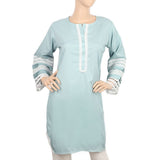 Women's Kurti With Lace - Cyan, Women, Ready Kurtis, Chase Value, Chase Value