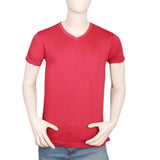 Men's Half Sleeves V-Neck T-Shirt - Red, Men, T-Shirts And Polos, Chase Value, Chase Value