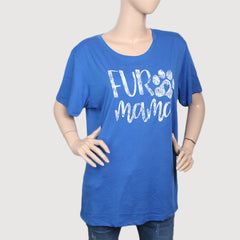 Women's Printed Half Sleeves T-Shirt - Blue, Women, T-Shirts And Tops, Chase Value, Chase Value