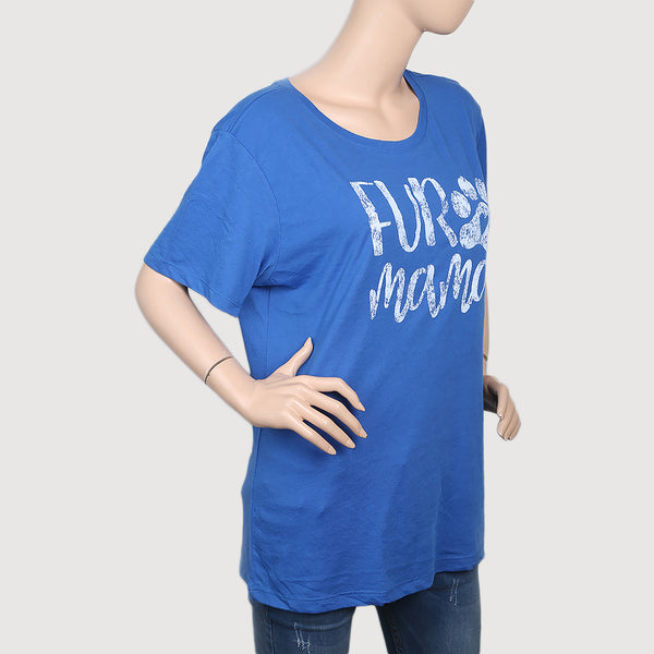 Women's Printed Half Sleeves T-Shirt - Blue, Women, T-Shirts And Tops, Chase Value, Chase Value