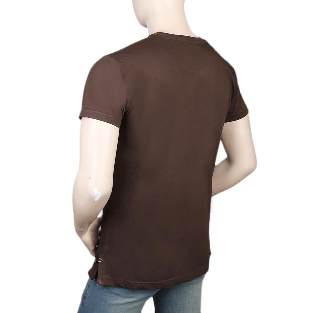 Men's Half Sleeves V-Neck T-Shirt - Dark Brown, Men, T-Shirts And Polos, Chase Value, Chase Value